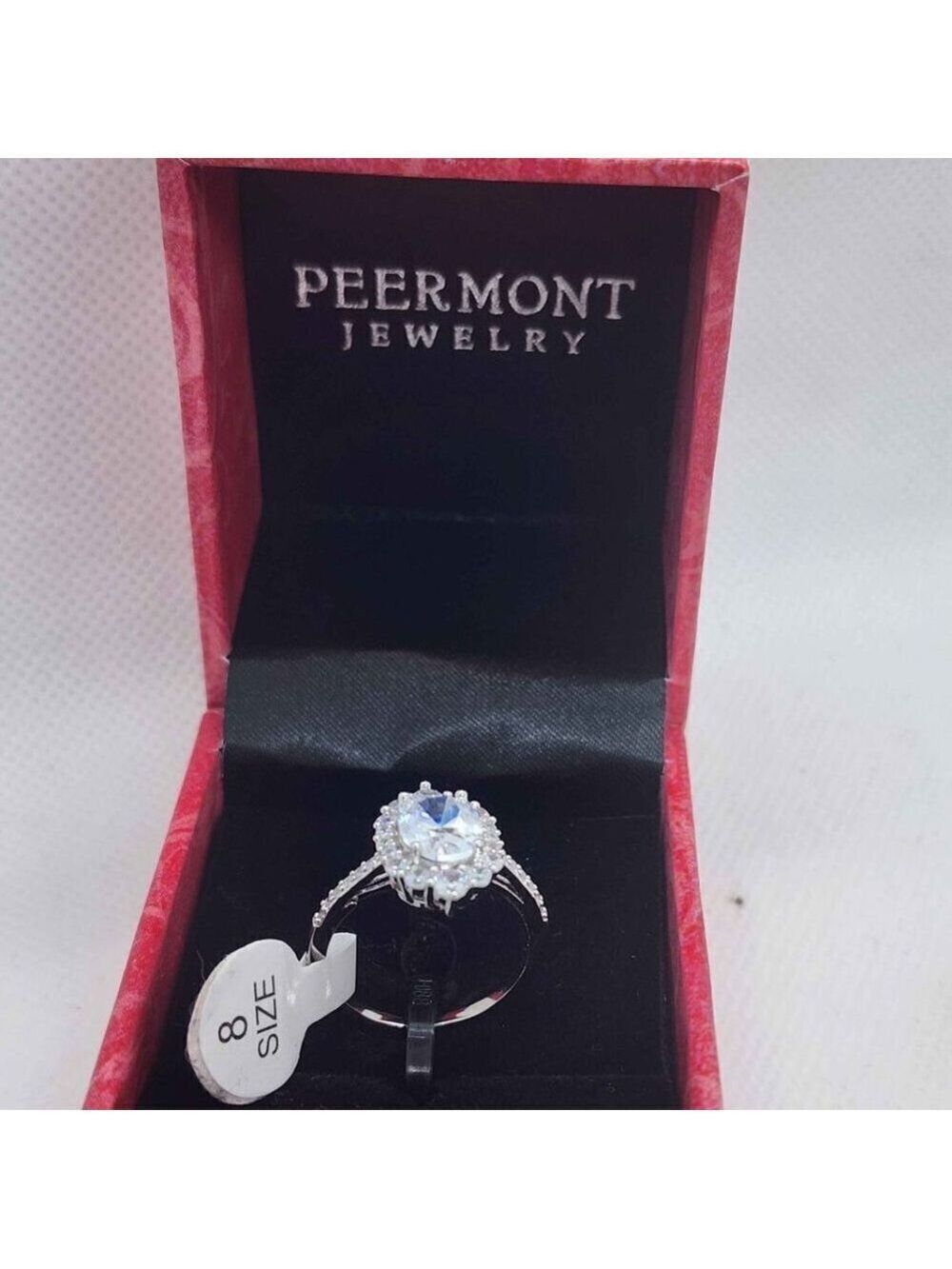 Peermont Jewelry 18k White Gold Plated Oval Shaped Gemstone Ring